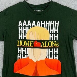 Home Alone Shirt Adult Medium Dark Green Graphic Print T-Shirt Short Sleeve Mens